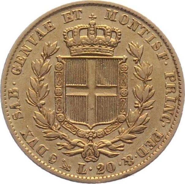 Sardinien 20 Lire 1842 - Car. Albertus